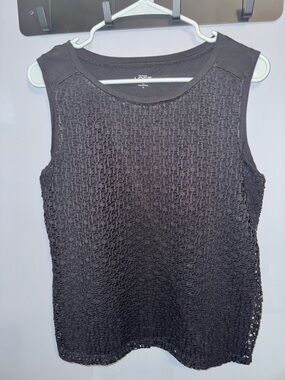 LOFT Black Crochet Shell Tank